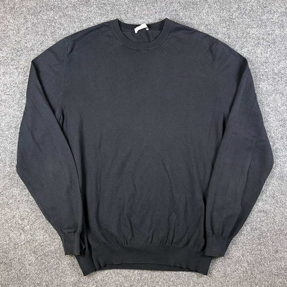 Boglioli Milano Sweater Mens L Black Crewneck Cotton Quiet Luxury Made in Italy